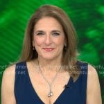 Jill Schlesinger's navy and black colorblock v-neck dress on CBS Mornings