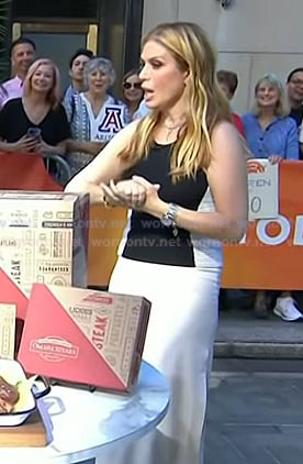 Jill’s black coloblock top and white knotted sandals on Today