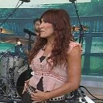 Jo Dee Messina’s pink top and brown tiered skirt on Today