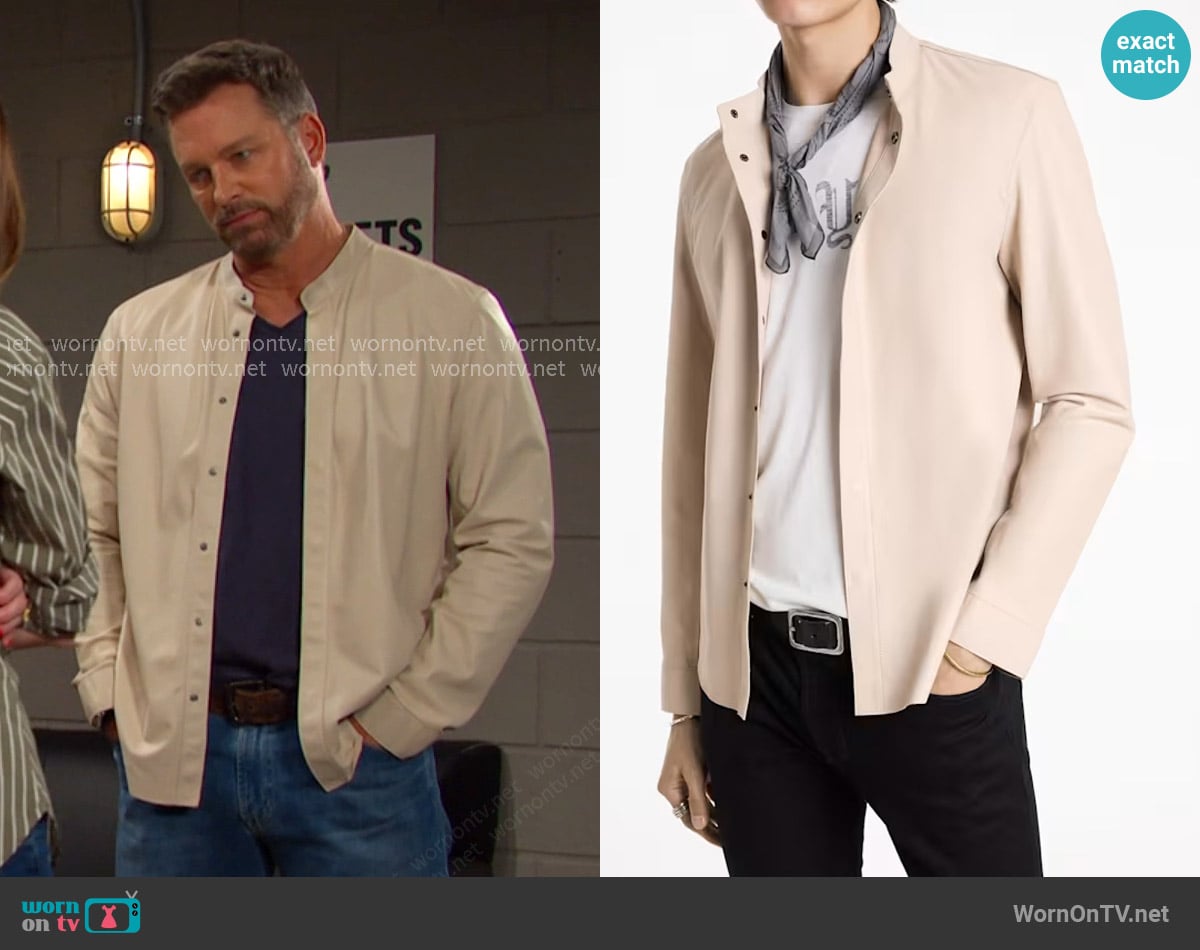 John Varvatos Bernard Shirt Jacket in Hay worn by Brady Black (Eric Martsolf) on Days of our Lives