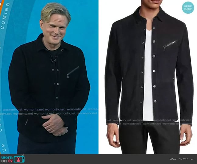 John Varvatos Kadd Suede Shirt Jacket in Black worn by Cary Elwes on Today