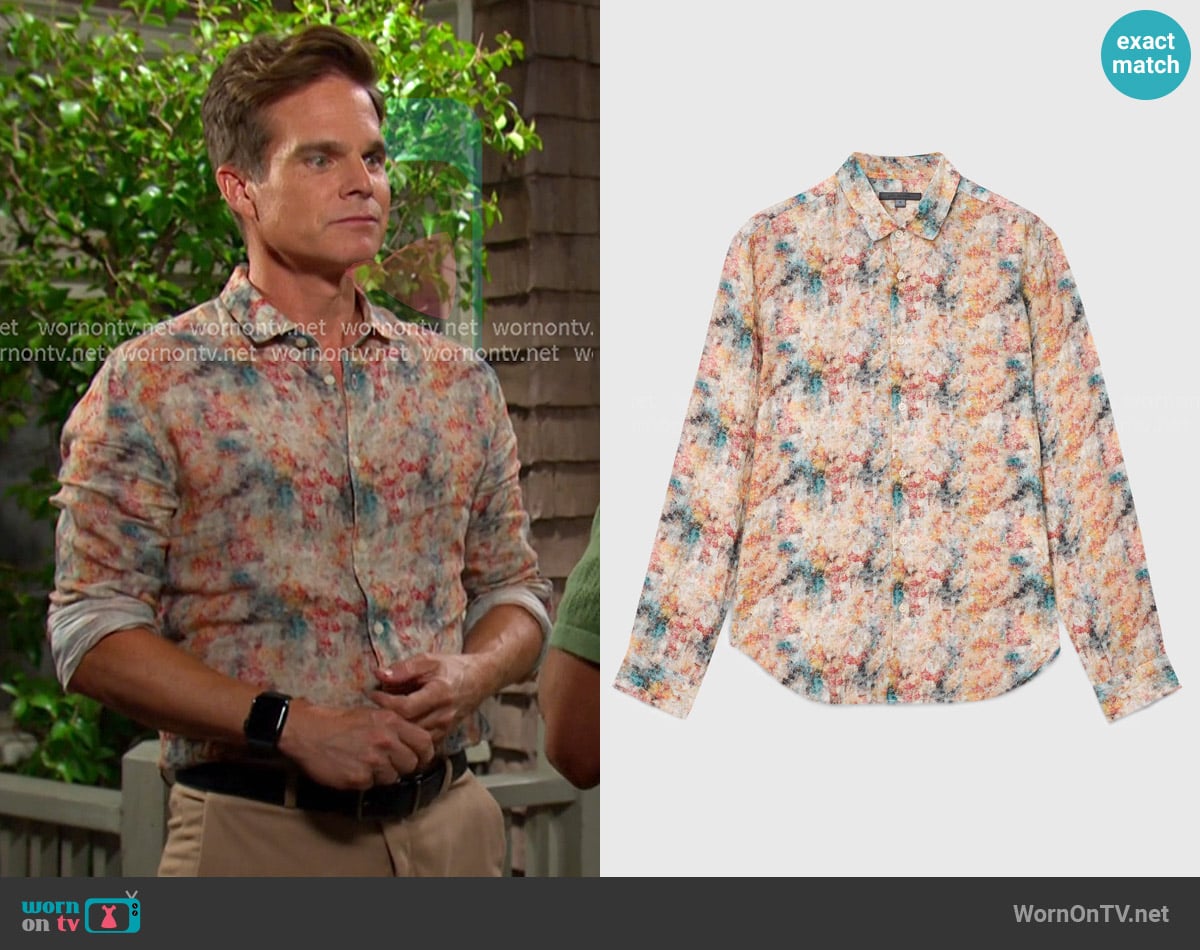 John Varvatos Luca Shirt in Buttercup worn by Leo Stark (Greg Rikaart) on Days of our Lives
