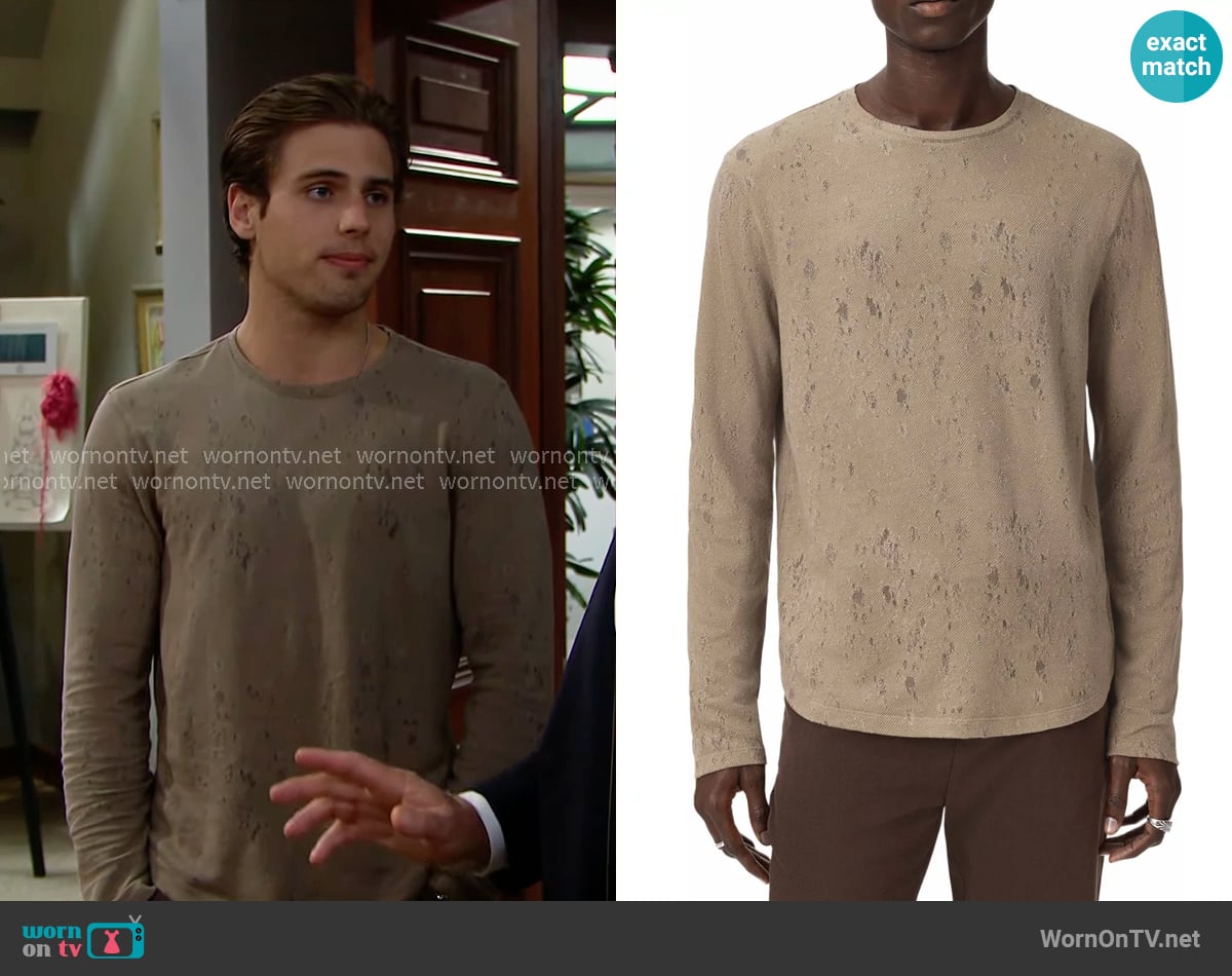 John Varvatos Vera T-shirt in Haze Grey worn by Will Spencer (Crew Morrow) on The Bold and the Beautiful