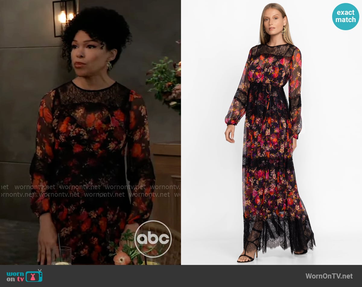 Johnny Was Flora Silk Maxi Dress worn by Portia Robinson (Brook Kerr) on General Hospital