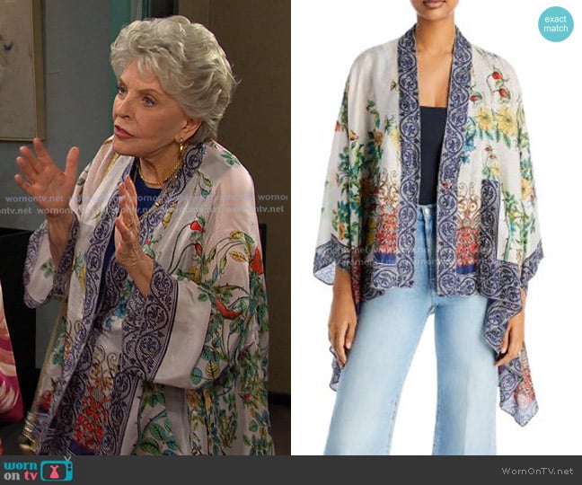 Johnny Was Telera Printed Silk Duster worn by Julie Olson Williams (Susan Seaforth Hayes) on Days of our Lives