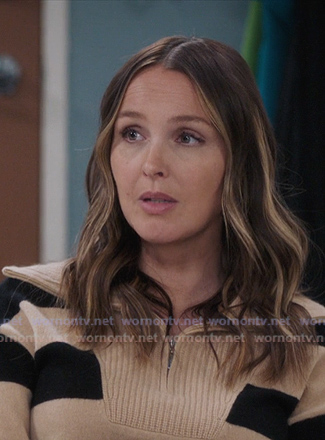 Jo’s black and beige striped sweater on Greys Anatomy