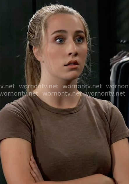 Josslyn’s brown t-shirt on General Hospital
