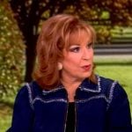 Joy’s blue denim fringe trim jacket on The View