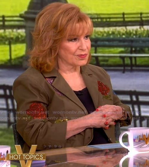 Joy’s brown floral print blazer on The View
