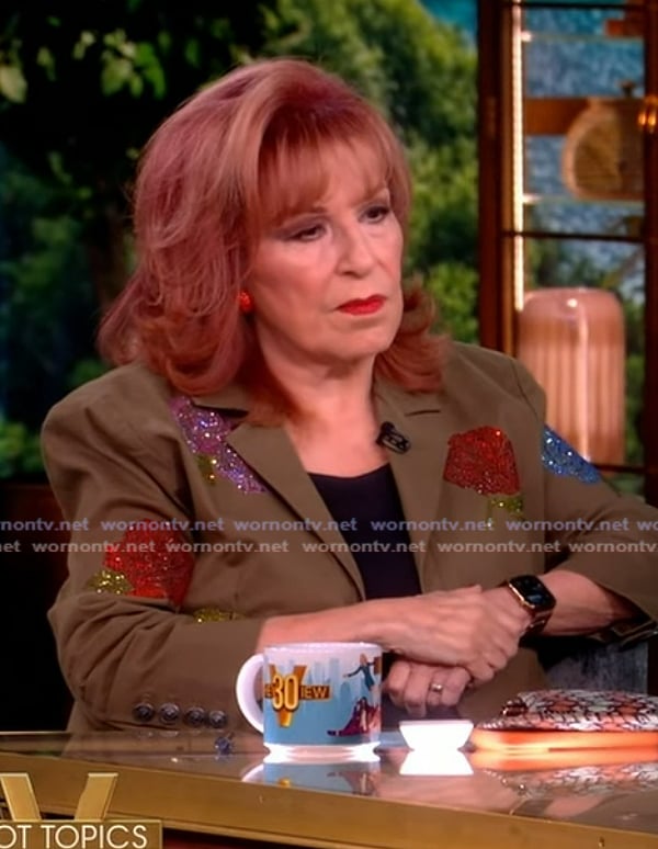 Joy's brown floral print blazer on The View