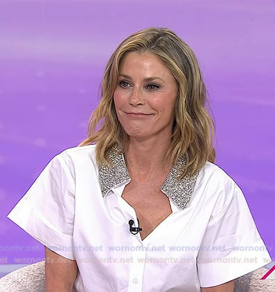 Julie Bowen’s white embellished collar shirt on Today