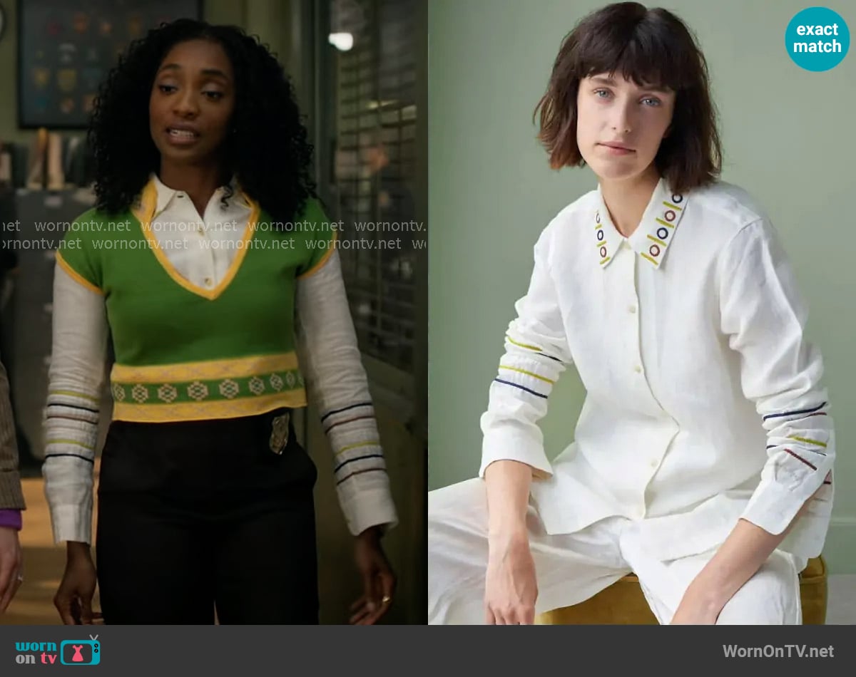 Jupe by Jackie Farigoule Shirt worn by Faith Mitchell (Iantha Richardson) on Will Trent