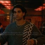 Justin’s gray contrast stitch sweater on Off Campus