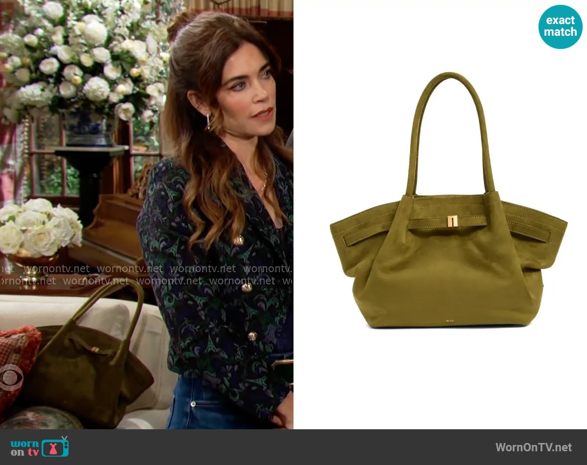 JW Pei Medium Hana Tote in Dark Olive worn by Victoria Newman (Amelia Heinle) on The Young and the Restless
