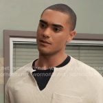 Kai’s cream textured split-neck shirt on General Hospital