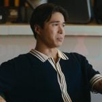 Kai’s navy stripe trim polo on Off Campus