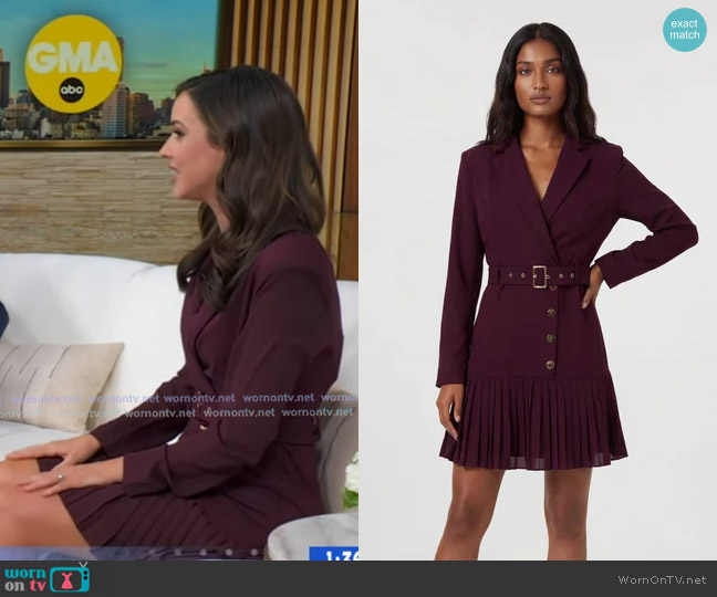 Karen Millen Jersey And Georgette Mix Pleat Mini Dress worn by Hanna Battah on Good Morning America