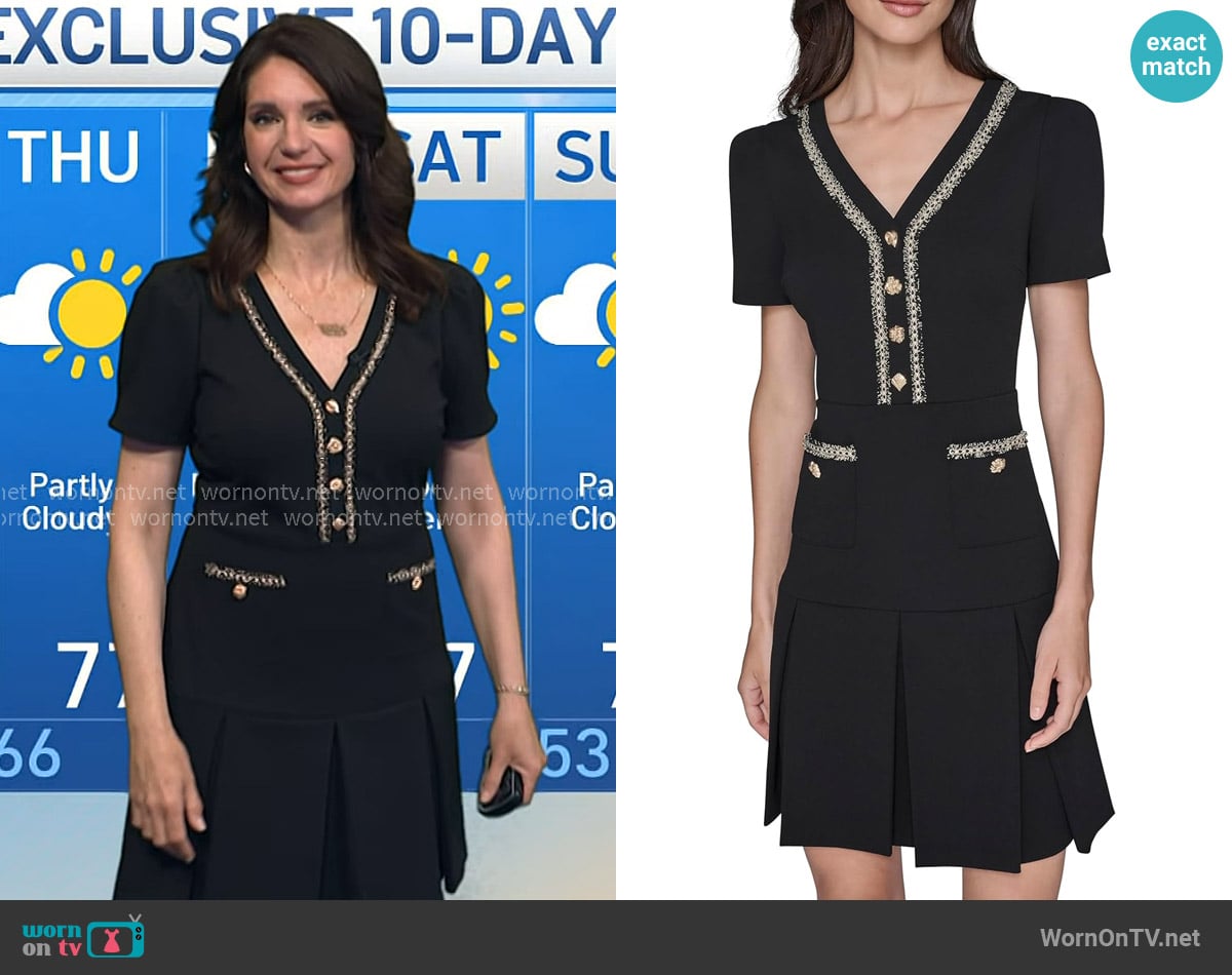 Karl Lagerfeld Short Sleeve Scuba Crepe A-line Dress worn by Maria Larosa on Today