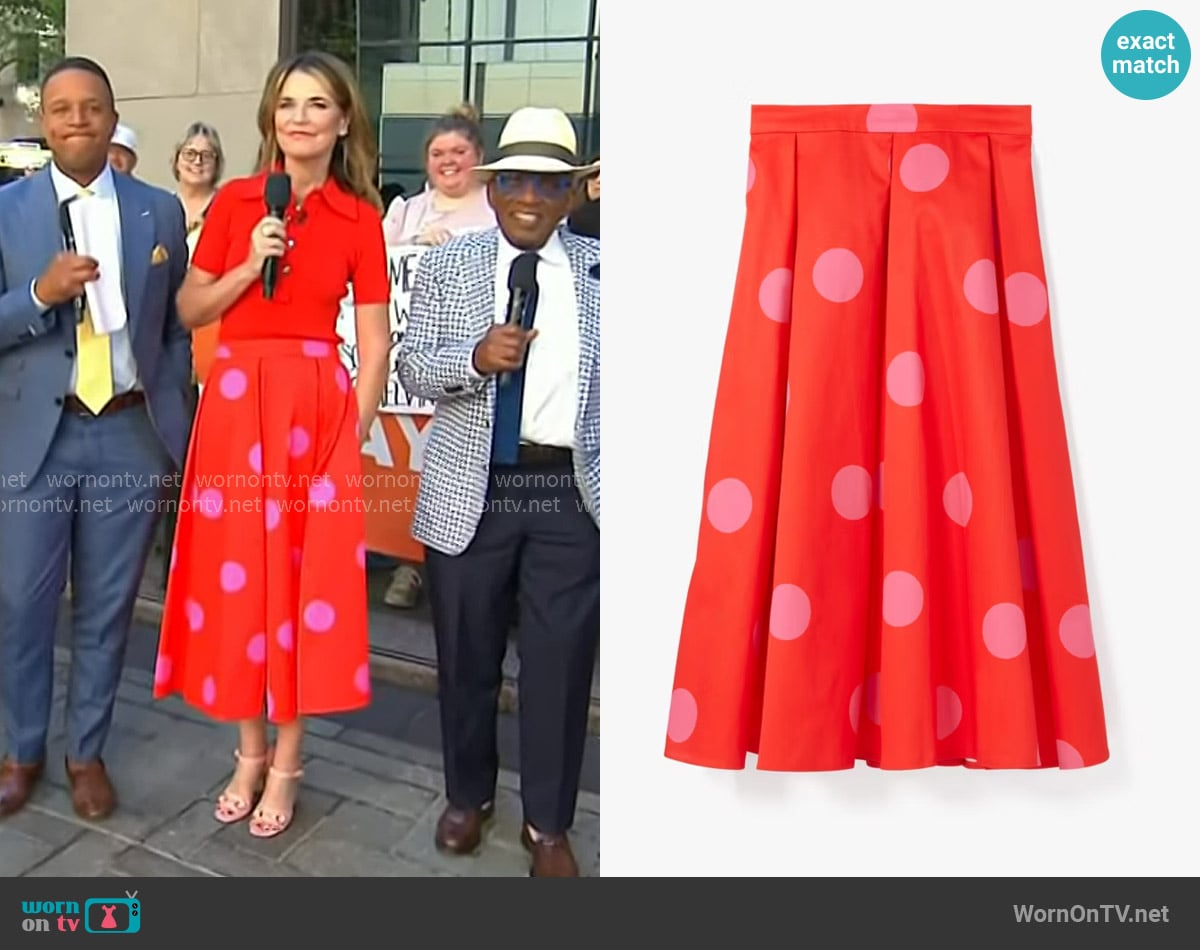 Kate Spade Giant Dot Faille Skirt worn by Savannah Guthrie on Today