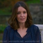 Kate's blue dotted print blouse on The Four Seasons