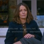 Kate's navy and brown sherpa jacket on The Four Seasons