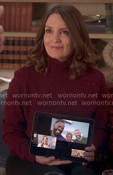 Kate’s red speckled sweater on The Four Seasons