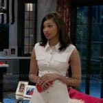 Kat's white button front dress on Beyond the Gates