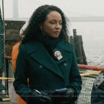 Kaya’s green double breasted coat on Elsbeth