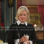 Kayla’s black ruffle cuff sweater on Days of our Lives