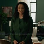 Kaya’s green belted blazer on Elsbeth