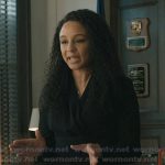 Kaya’s black wrap top on Elsbeth