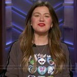 Kelly's black graphic tee on The Kelly Clarkson Show