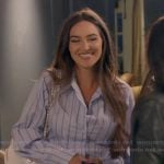 Kelsey’s blue striped top and mini skirt on The Real Housewives of Rhode Island