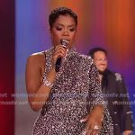 Keyla Richardson’s black embellished asymmetric dress on American Idol