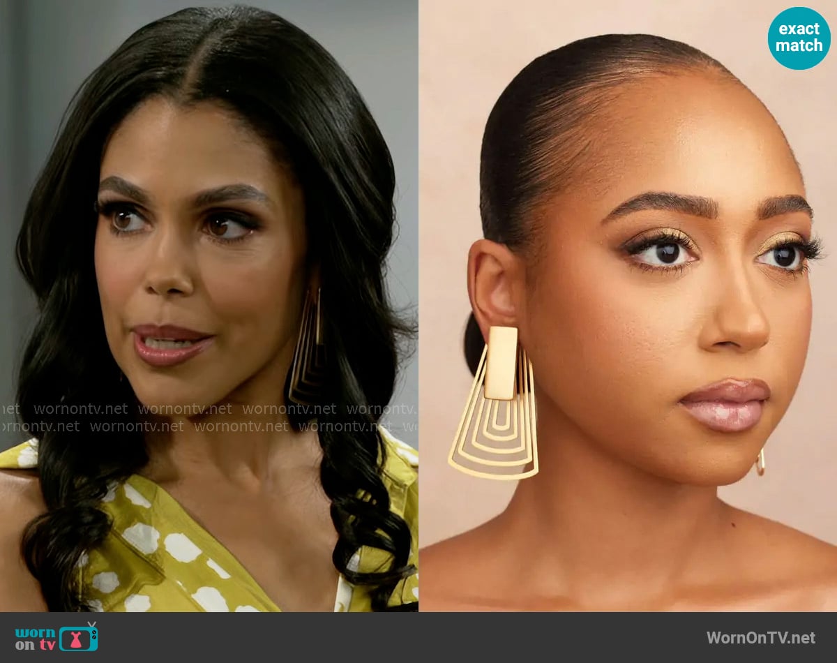 Khoi Large Izan Earrings worn by Dani Dupree (Karla Mosley) on Beyond the Gates