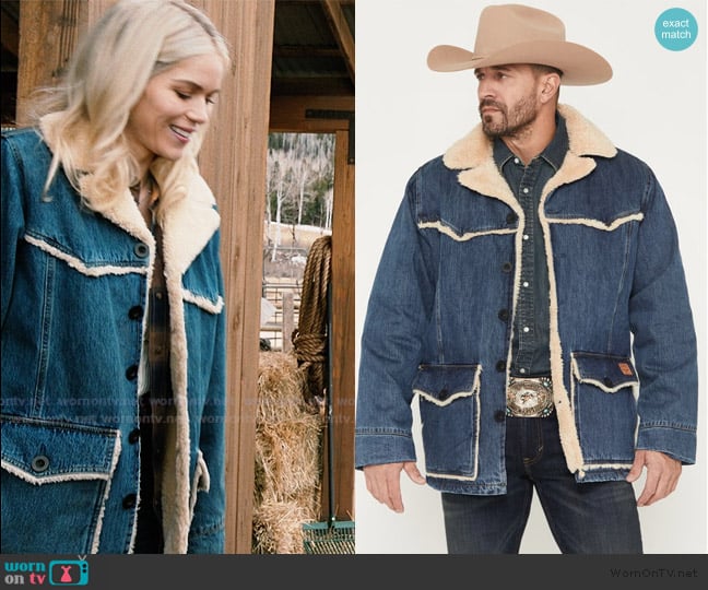 Kimes Ranch Vincent Medium Wash Sherpa Lined Denim Jacket worn by Dolly (Ellyn Jameson) on Marshals