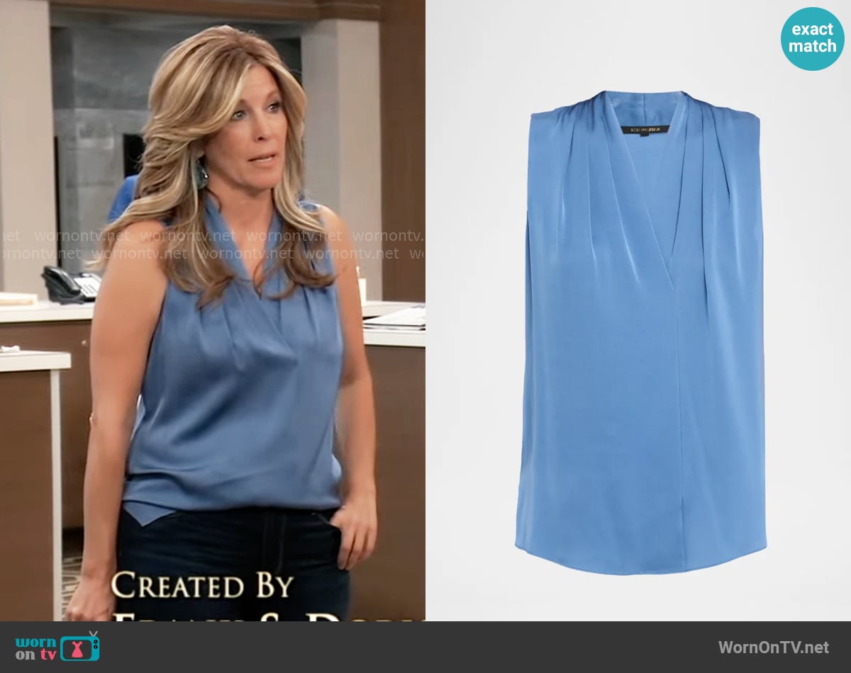 Kobi Halperin Mila Top in Skyline worn by Carly Spencer (Laura Wright) on General Hospital