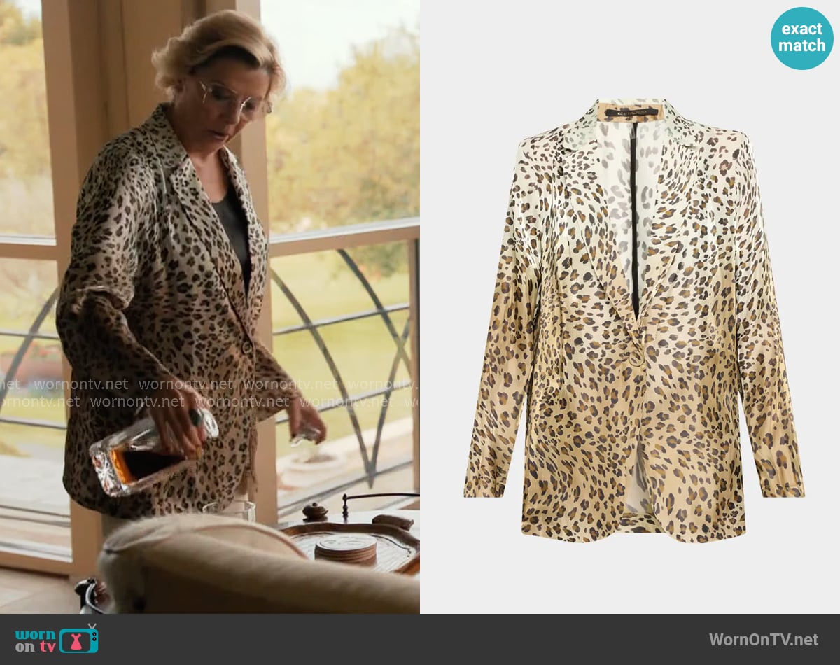 Kobi Halperin Wacks Ombre Leopard-Print Jacket worn by Beulah Jackson (Annette Bening) on Dutton Ranch
