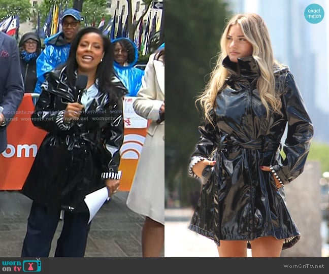 Kristen Fox The Riley Rain Coat in Black worn by Sheinelle Jones on Today