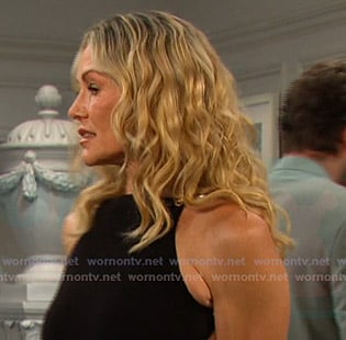 Kristen’s black open back dress on Days of our Lives