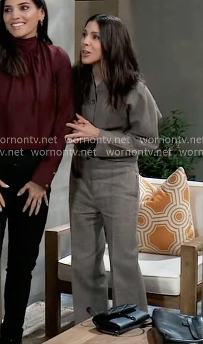 Kristina’s brown jacket and pants set on General Hospital