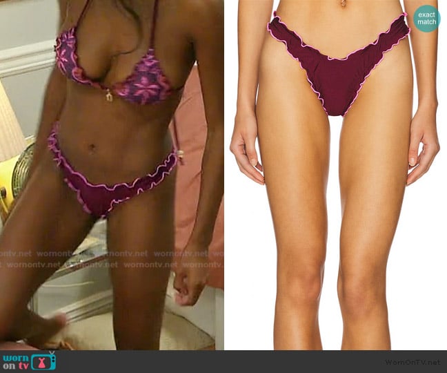 Kulani Kinis Lettuce Edge Thong Bikini Bottom worn by Ciara Miller on Summer House