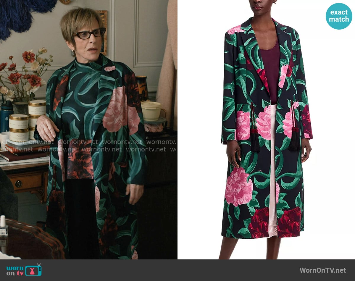 La DoubleJ Peony Duster Coat in Peony worn by Ruby Lane (Patti LuPone) on Elsbeth