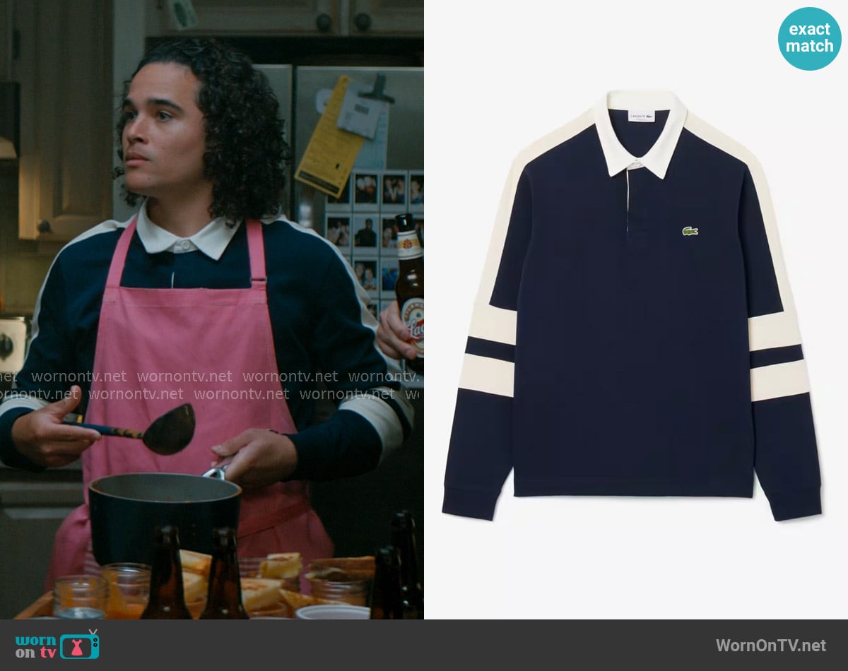 Lacoste Classic-Fit Stripe Polo Sweatshirt worn by John Tucker (Jalen Thomas Brooks) on Off Campus