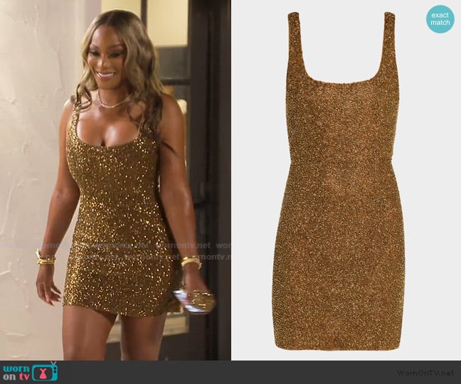 L'Agence Inori Beaded Mini Dress worn by Angela Oakley on The Real Housewives of Atlanta