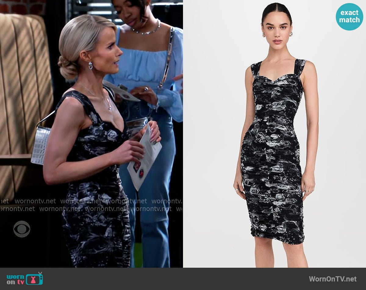 L'Agence Winslow Dress in Black Multi Zodiac worn by Vanessa McBride (Lauren Buglioli) on Beyond the Gates
