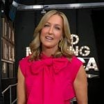 Lara’s pink tie neck smocked top on Good Morning America