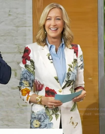 Lara’s white floral blazer on Good Morning America