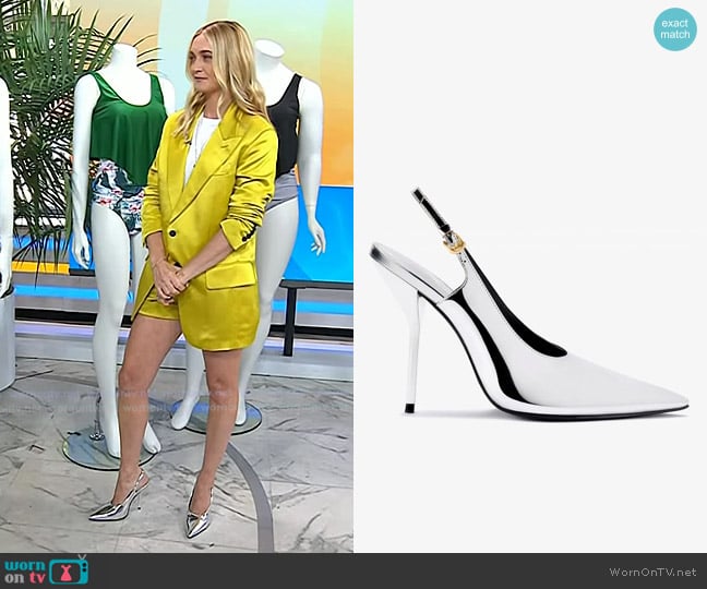 Larroudé x Altuzarra Pump in Silver Specchio worn by Jasmine Snow on Today