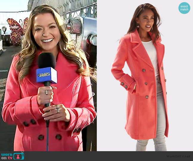 Lascana Double Breasted Coat worn by Dani Beckstrom on Good Morning America
